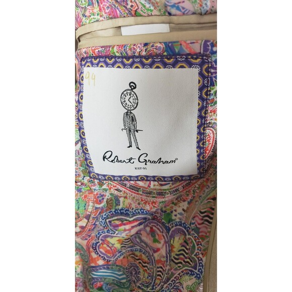 Robert Graham Blazer Mens 40R Beige Linen Modern Fit Sport Coat Paisley Lining - Picture 10 of 12